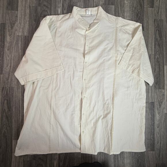 Men’s XXL Mexican Guayabera White Cotton Shirt Short Sleeve Button Front - Picture 1 of 6